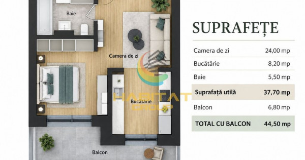 Apartament 2 camere studio - Pallady