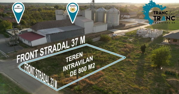 Teren intravilan, de 800 m2, cu 2 fronturi stradale, in Mandruloc