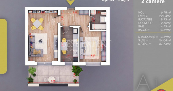 Apartament 2 camere decomandate Avans 15% Metrou Nicolae Te