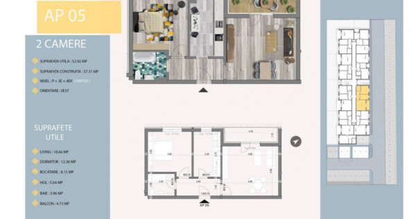 Aartament Decomandat 2 Camere ultrafinisaje constructie 202