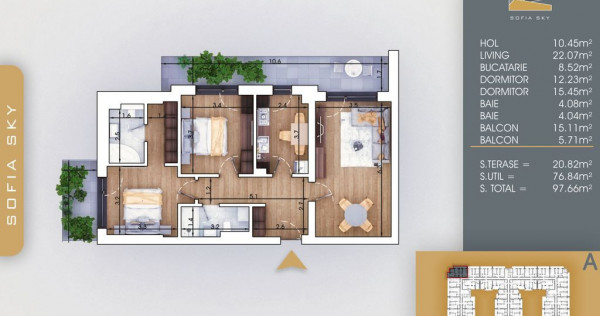 AP 3 CAMERE DECOMANDAT,INCALZIRE PARDOSEALA-PALLADY / MET...