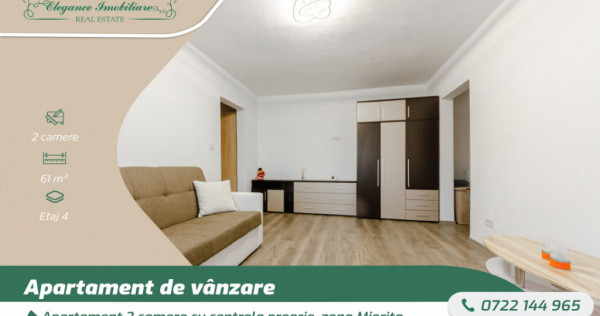 Apartament 2 camere cu centrala proprie, zona Miorita, Arad