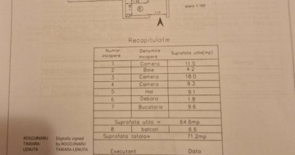 Dacia- Ap 3 camere decomandat, etaj 3, 71 mp - 95.000 euro