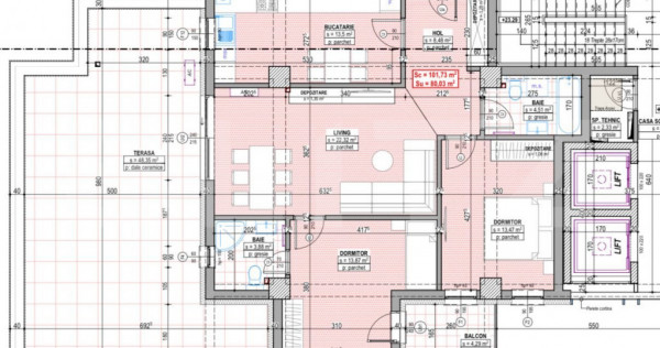 COMISION 0! Penthouse cu 3 camere, 80 mp+48 mp terasa, T. Vu