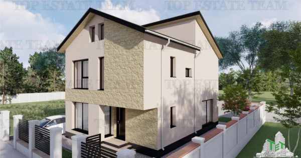 Vila pe stil modern, individuala cu 4 camere , 3 bai , Livin