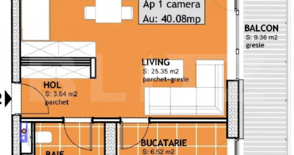 Apartament de vanzare, cu o camera ,40 mp, zona Calea Toront