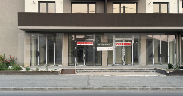 Spațiu comercial parter bloc nou, 109 mp open space, vitrin