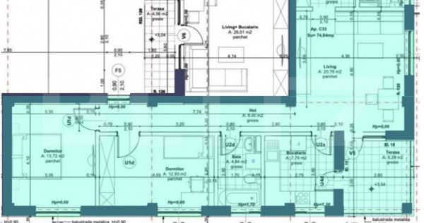 Apartament 3 camere 74,84 mp bloc nou zona Lipovei