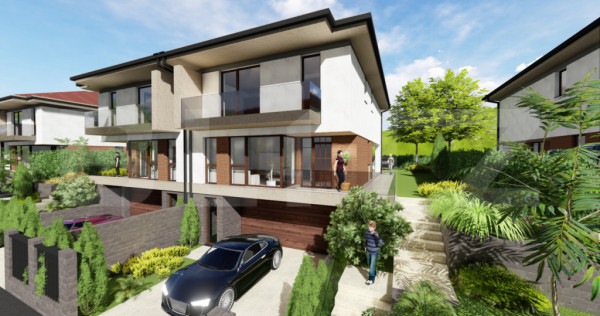 Casă modernă 185 mp ansamblu premium, garaj dublu, Dambul