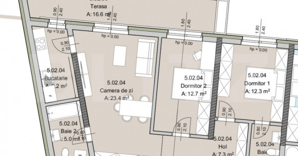 Apartament 3 camere, 71 mp, Terasa 17 mp, Imobil Nou, Zona T