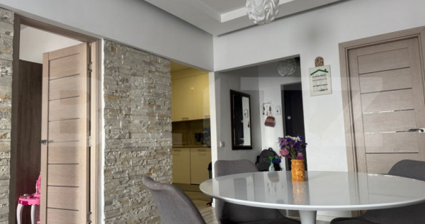 Apartament mobilat/utilat - 3 camere, 70 mp, 2 bai, balcon,