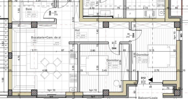 Apartament 3 cam 58 mp semifinisat,et.2 in Apahida