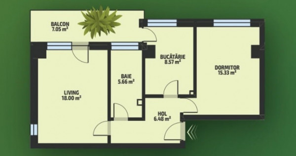 Apartament 2 camere decomandat, etaj intermediar, Tatarasi