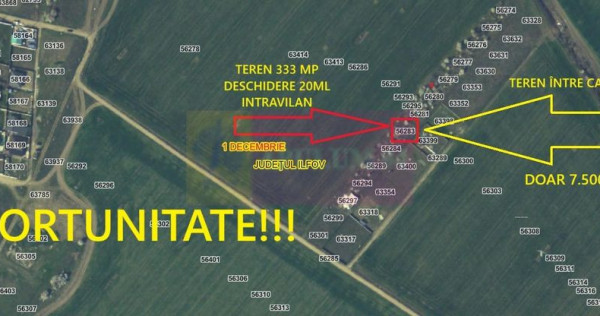 Teren aproape de Bucuresti langa padure între case