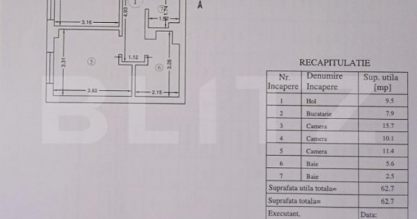 Apartament de vanzare 3 camere, 62.70 mp Valea Adanca
