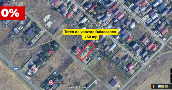 Teren pentru casă &icirc;n Balaceanca cu utilități la stradă
