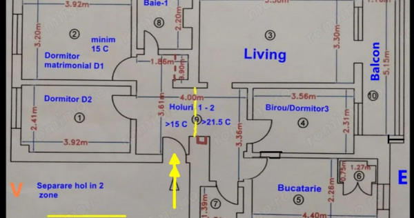 Apart. bd. 1 Decembrie 1918, 4 camere 82 mp, bloc 1985 Beton+BCA+EPS