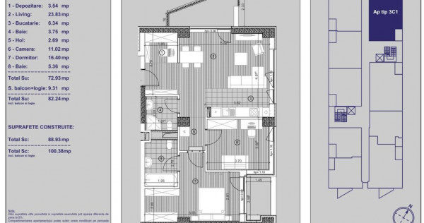 Apartament NOU, cu 3 camere &icirc;n Timișoara, parcare subte...