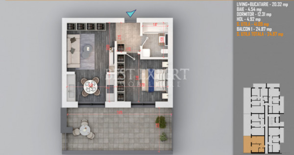 2 Camere Bloc Intim Terasa Generoasa