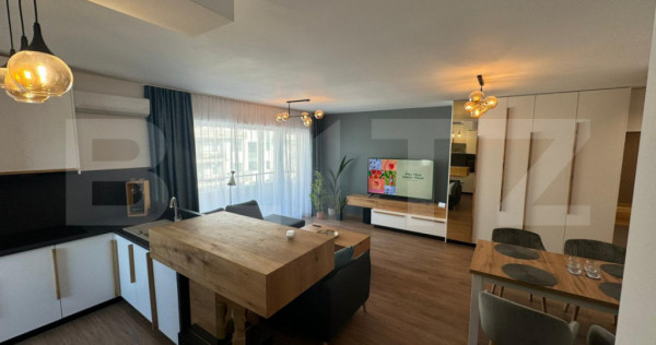 Apartament 2 camere, mobilat-utilat, 3 balcoane, 75.64 mp,