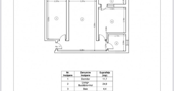 Apartament nou, 3 camere, 55,6 mp, Zona Ipotesti