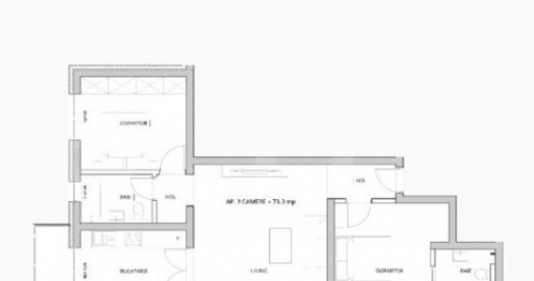 Apartament 3 camere,73 mp utili, balcon de 8,5 mp,gradina 1