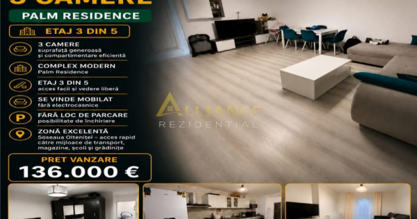 Palm Residence Soseaua Oltenitei Apartament 3 camere 2 bai m