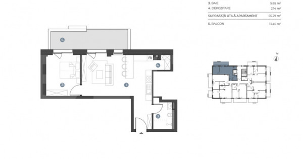 Apartament 2 camere, 55 mp | Standarde nZEB | Ansamblu nou |
