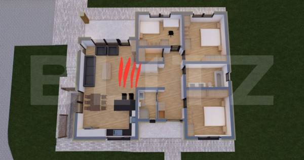 Casa individuala 156 mp, teren 875 mp, la rosu, in Sandulest
