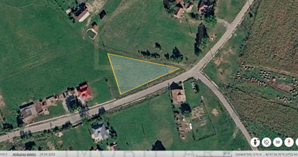 Teren intravilan, 1340 mp, front 62 mp, utilitati, in Mociu