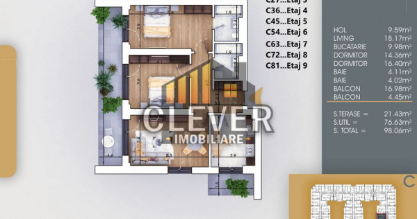 Apartament 3 camere Finalizat, Incalzire Pardoseala | Met...