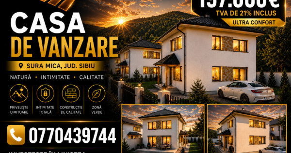 Casă Nouă 2026 &icirc;n Șura Mică 4 Camere120 mp Utili + Pod 50mp PROPRIETAR