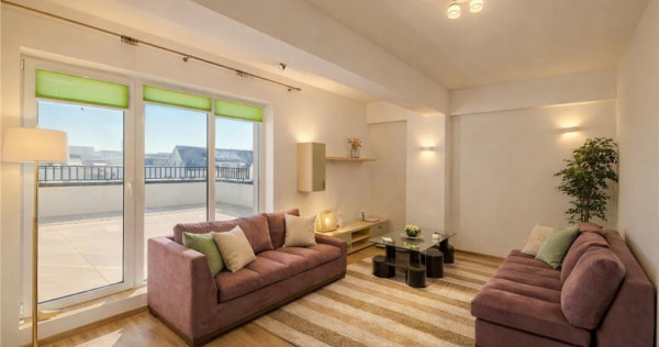 Apartament tip penthouse. mobilat, utilat, 2 terase, 100mp,