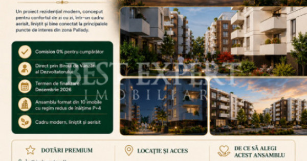 4 Camere pentru Familie | 96,93 mp Total | 2 Băi | Comision
