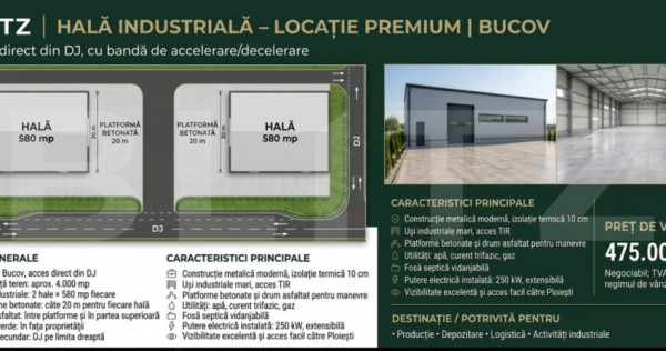 HALĂ INDUSTRIALĂ &ndash; LOCATIE PREMIUM | Bucov Acces direct