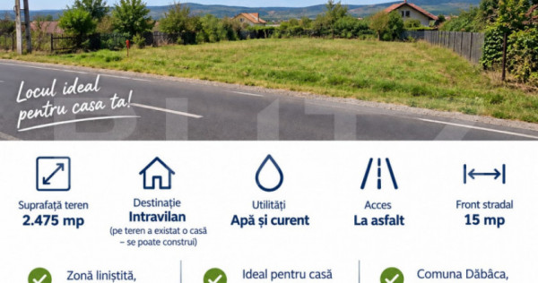Teren intravilan, 2.475 mp, zona Dabaca