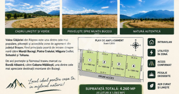 4.260 mp intravilan | 4 loturi | Valea Glăjăriei &ndash; R&acirc;ș