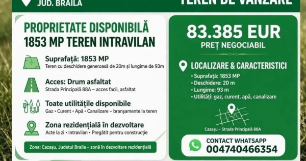 V&acirc;nd teren Cazasu 1853mp