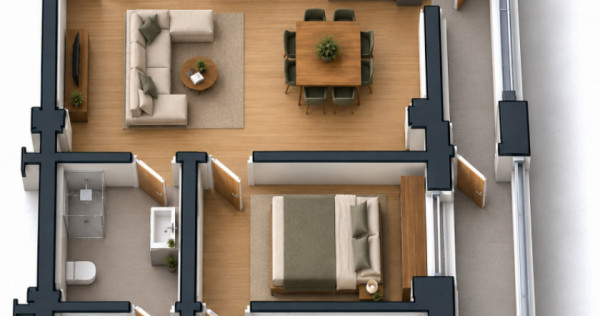 Apartament 2 camere, 57 mp utili Preajba - 0% comision la cu