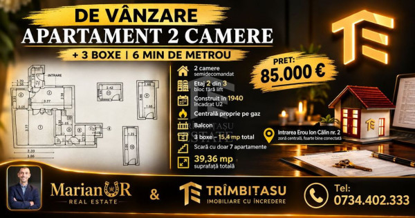 De Vanzare Apartament 2 camere Metrou Stefan cel Mare, Eminescu