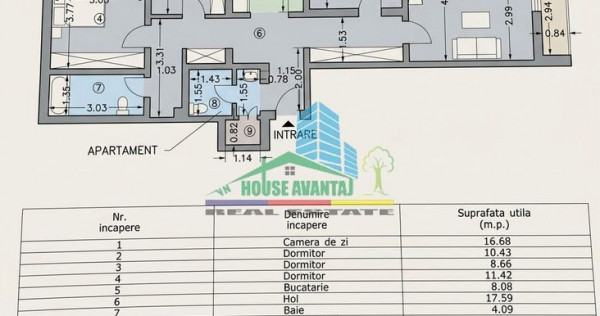 Apartament decomandat cu 4 camere, Focșani